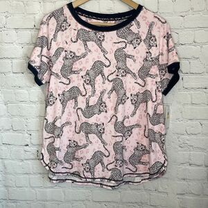 Kenzie Women’s Short Sleeve Pink Leopard Tshirt size Medium New with tags